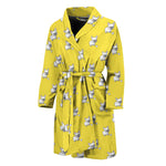 French Bulldog Puppy With Baseball Print Men's Bathrobe