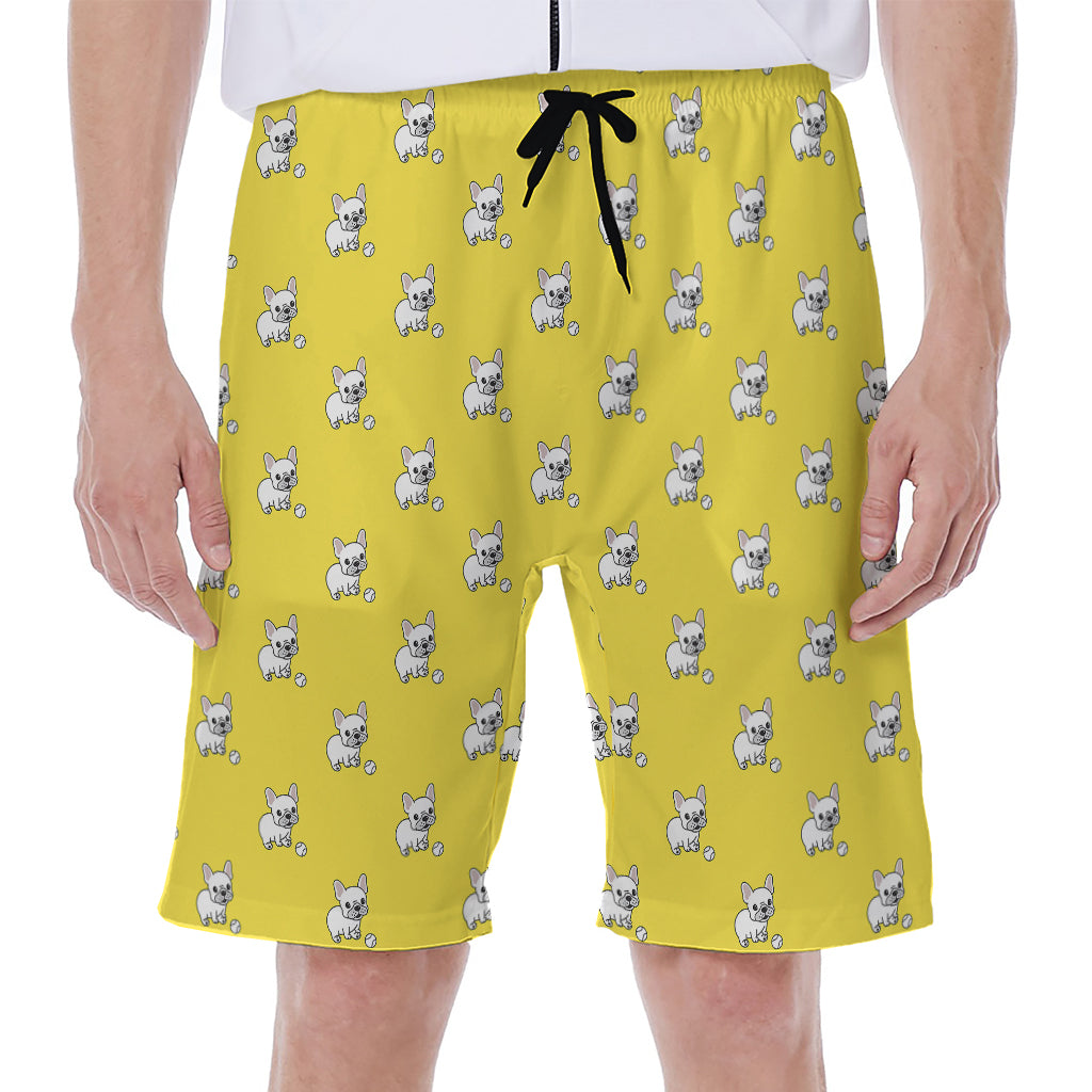 French Bulldog Puppy With Baseball Print Men's Beach Shorts