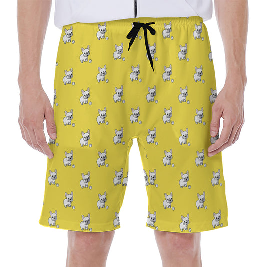 French Bulldog Puppy With Baseball Print Men's Beach Shorts