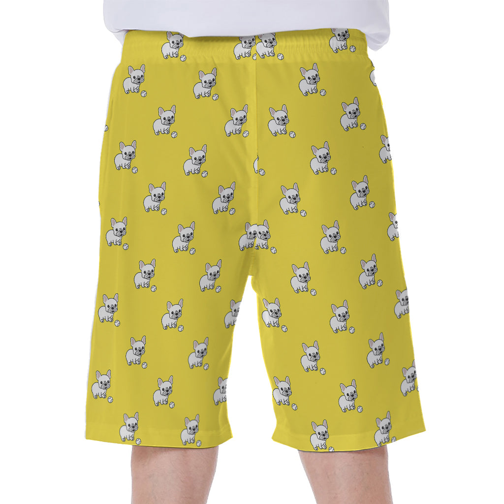 French Bulldog Puppy With Baseball Print Men's Beach Shorts