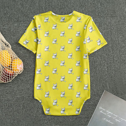 French Bulldog Puppy With Baseball Print Men's Bodysuit