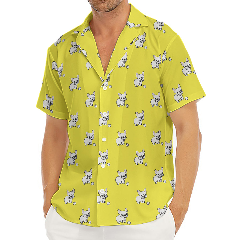 French Bulldog Puppy With Baseball Print Men's Deep V-Neck Shirt