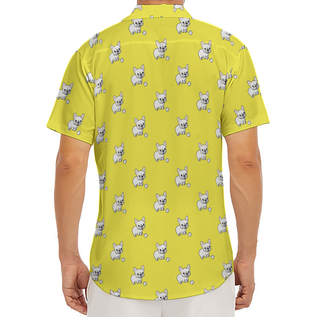 French Bulldog Puppy With Baseball Print Men's Deep V-Neck Shirt
