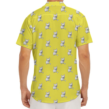 French Bulldog Puppy With Baseball Print Men's Deep V-Neck Shirt