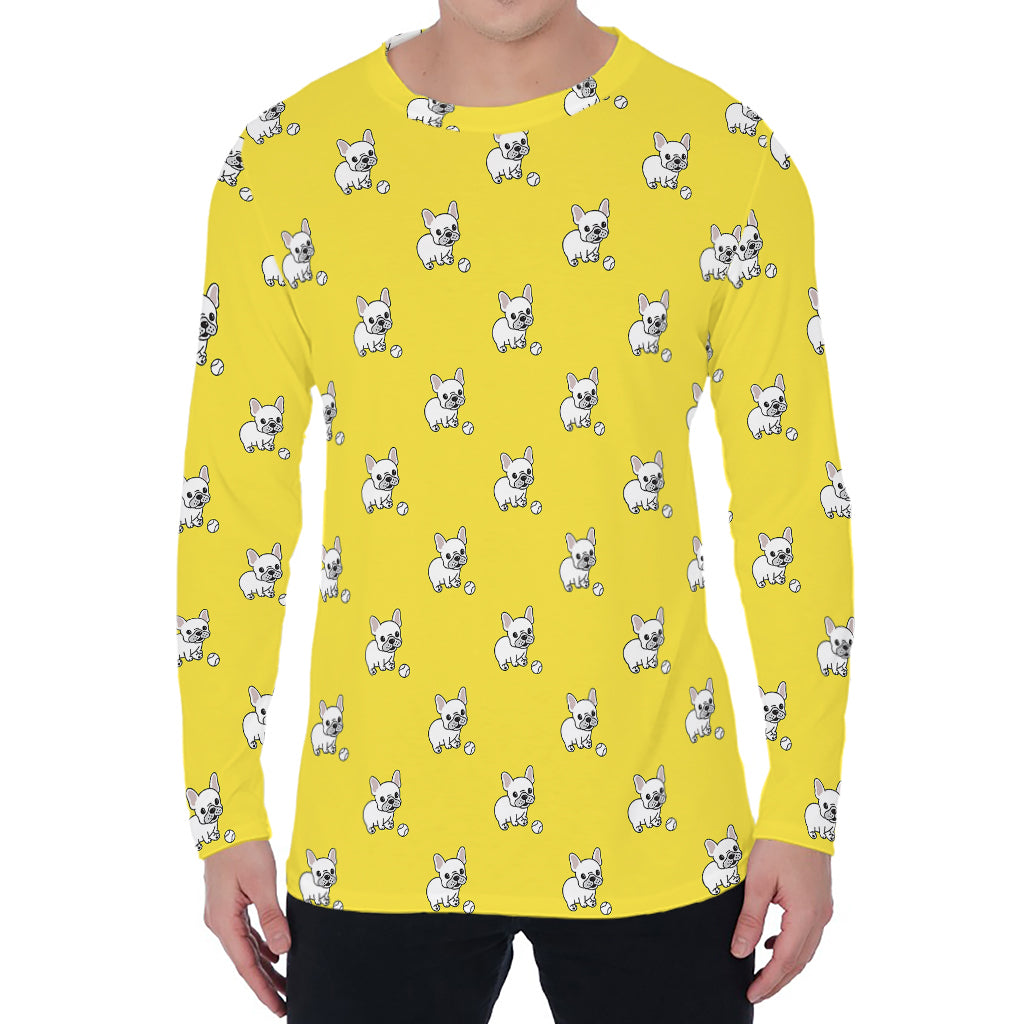 French Bulldog Puppy With Baseball Print Men's Long Sleeve T-Shirt