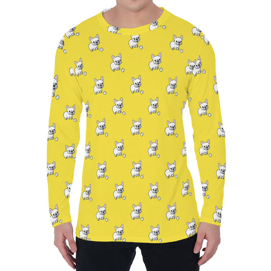 French Bulldog Puppy With Baseball Print Men's Long Sleeve T-Shirt