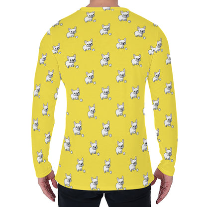 French Bulldog Puppy With Baseball Print Men's Long Sleeve T-Shirt