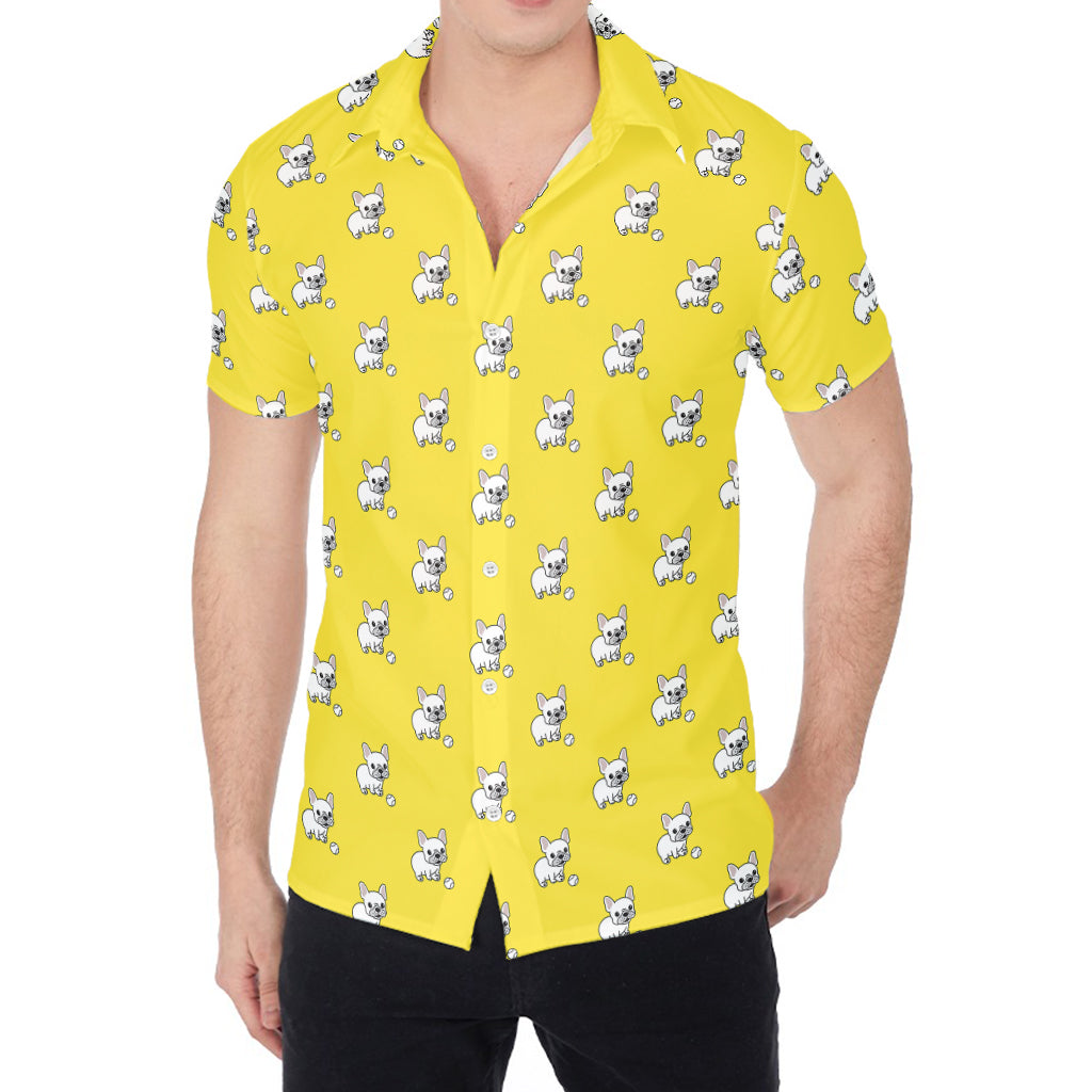 French Bulldog Puppy With Baseball Print Men's Shirt