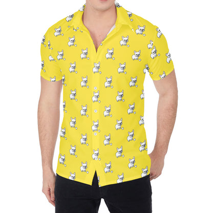 French Bulldog Puppy With Baseball Print Men's Shirt