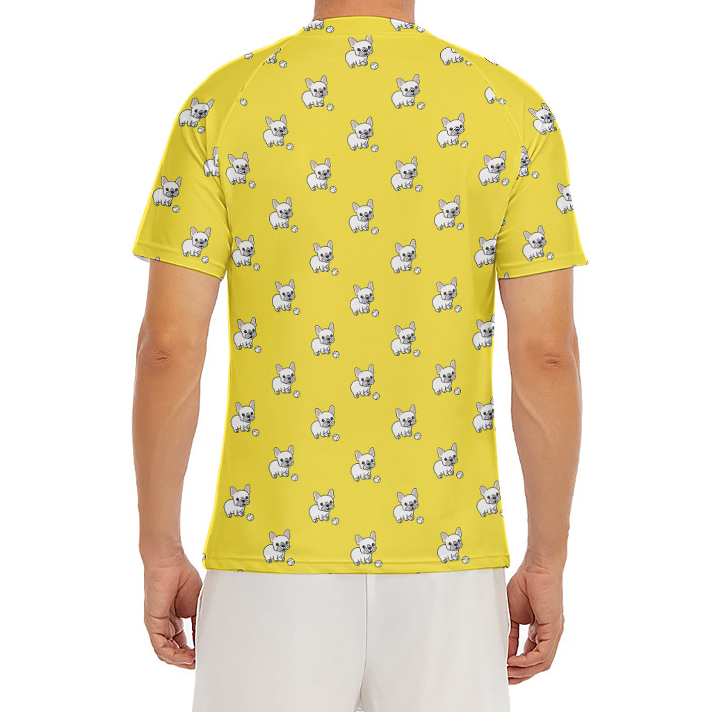 French Bulldog Puppy With Baseball Print Men's Short Sleeve Rash Guard