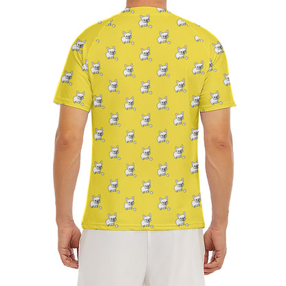 French Bulldog Puppy With Baseball Print Men's Short Sleeve Rash Guard