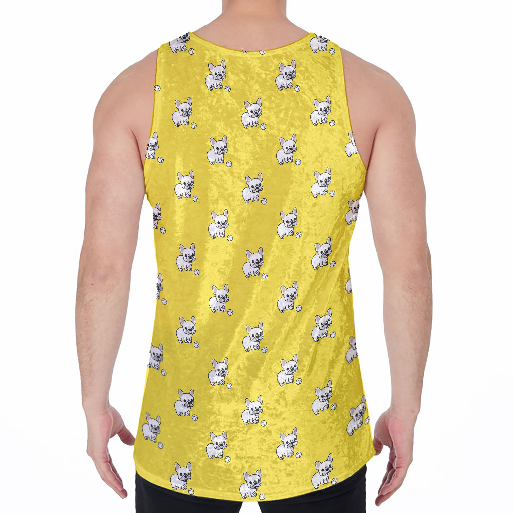 French Bulldog Puppy With Baseball Print Men's Velvet Tank Top
