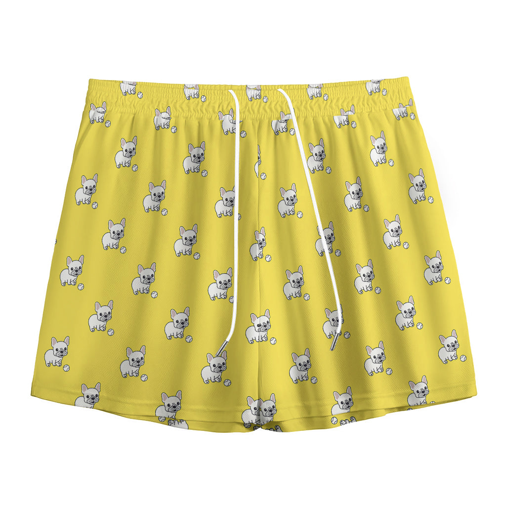 French Bulldog Puppy With Baseball Print Mesh Shorts