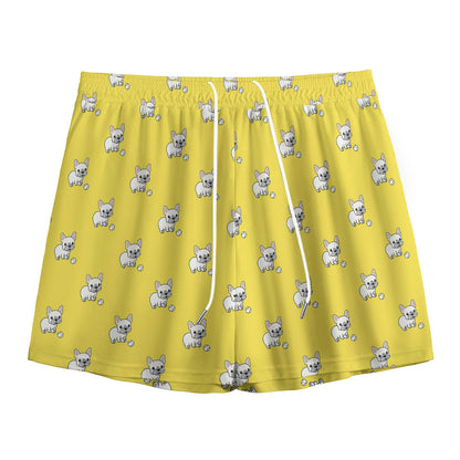 French Bulldog Puppy With Baseball Print Mesh Shorts