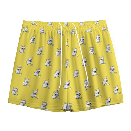 French Bulldog Puppy With Baseball Print Mesh Shorts