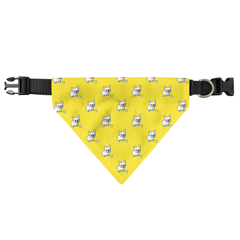 French Bulldog Puppy With Baseball Print Over The Collar Dog Bandana