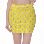 French Bulldog Puppy With Baseball Print Pencil Mini Skirt