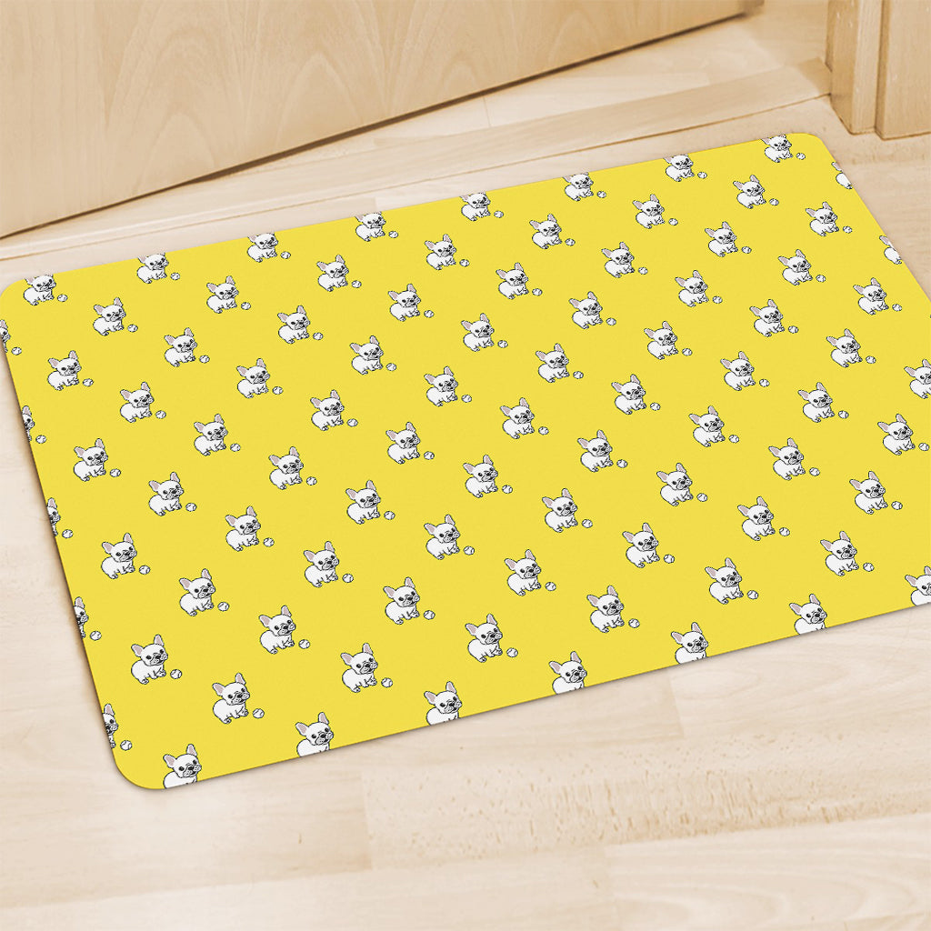 French Bulldog Puppy With Baseball Print Polyester Doormat