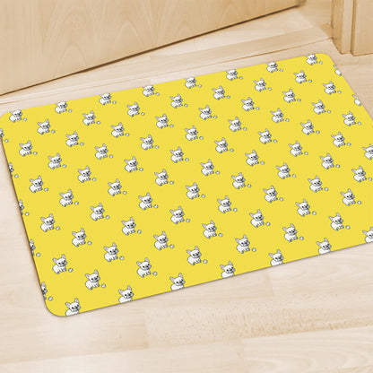 French Bulldog Puppy With Baseball Print Polyester Doormat