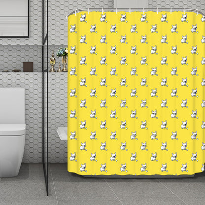 French Bulldog Puppy With Baseball Print Polyester Shower Curtain