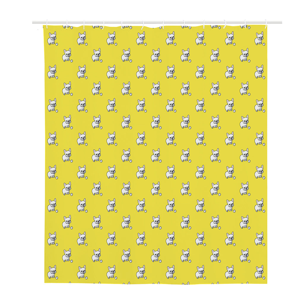 French Bulldog Puppy With Baseball Print Polyester Shower Curtain