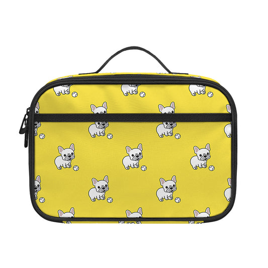 French Bulldog Puppy With Baseball Print Portable Lunch Bag