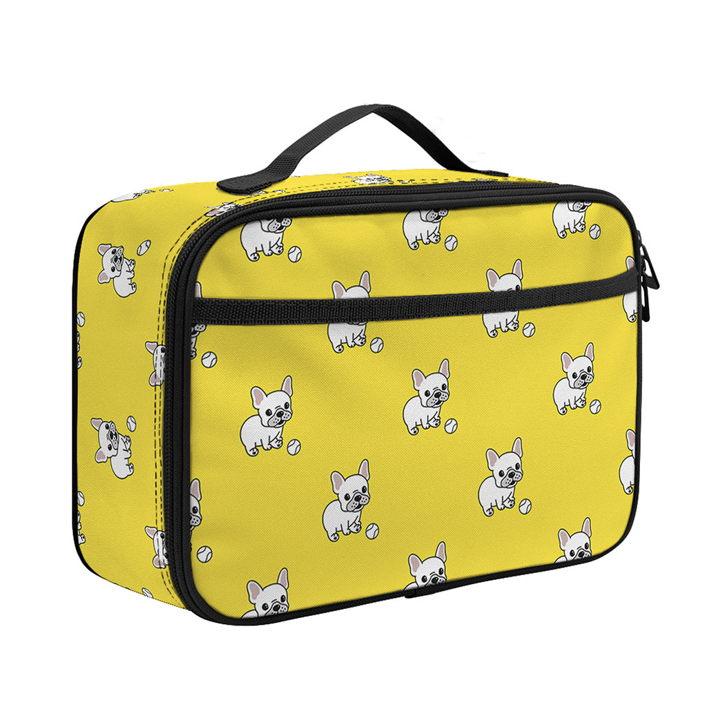 French Bulldog Puppy With Baseball Print Portable Lunch Bag