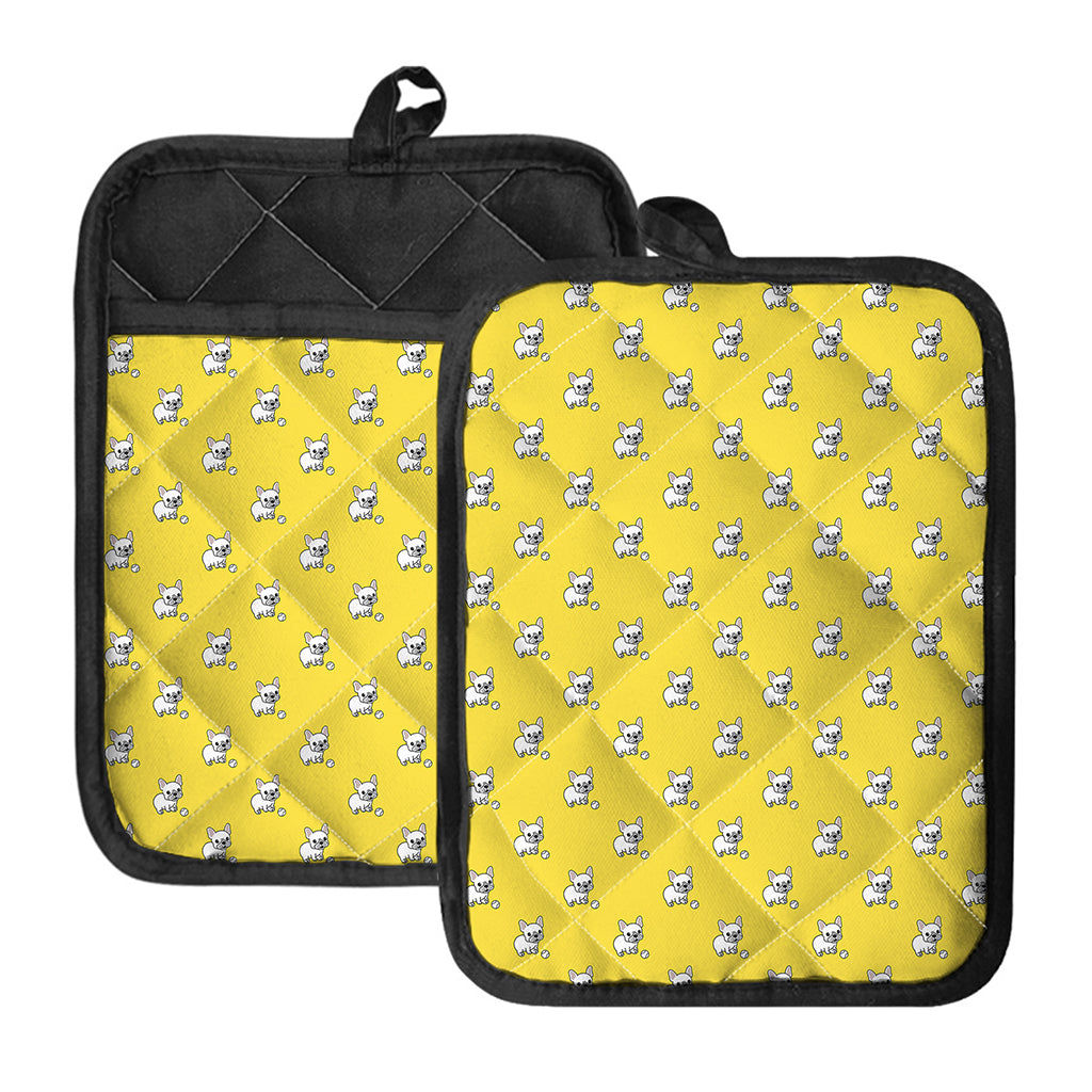 French Bulldog Puppy With Baseball Print Pot Holders With Pocket