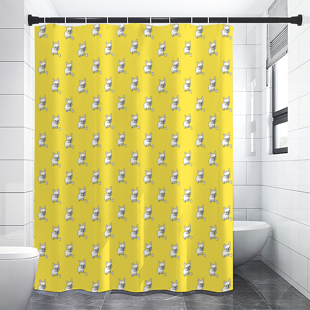 French Bulldog Puppy With Baseball Print Premium Shower Curtain