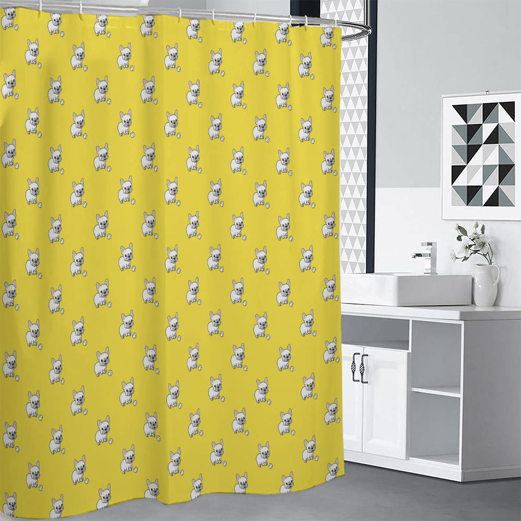 French Bulldog Puppy With Baseball Print Premium Shower Curtain