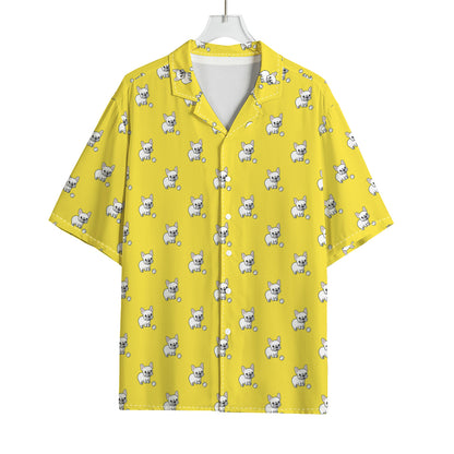 French Bulldog Puppy With Baseball Print Rayon Hawaiian Shirt