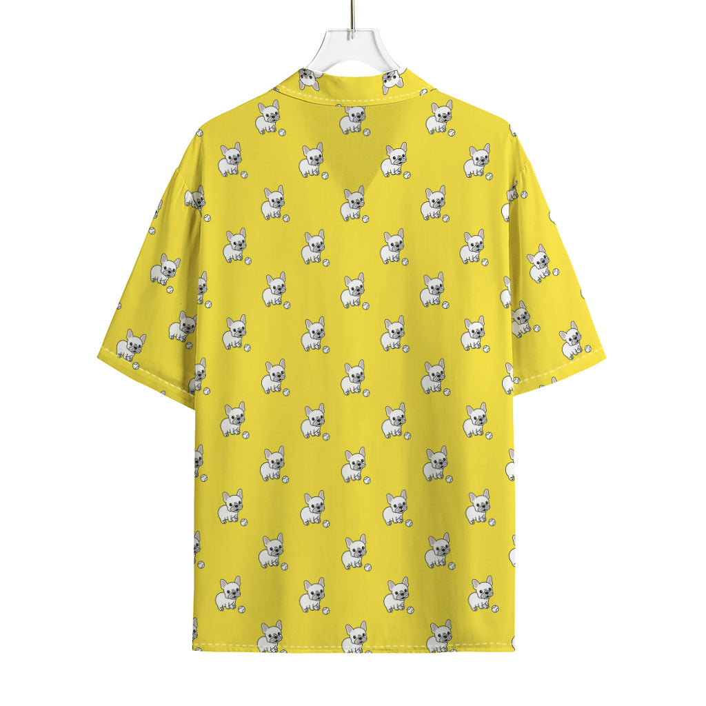French Bulldog Puppy With Baseball Print Rayon Hawaiian Shirt