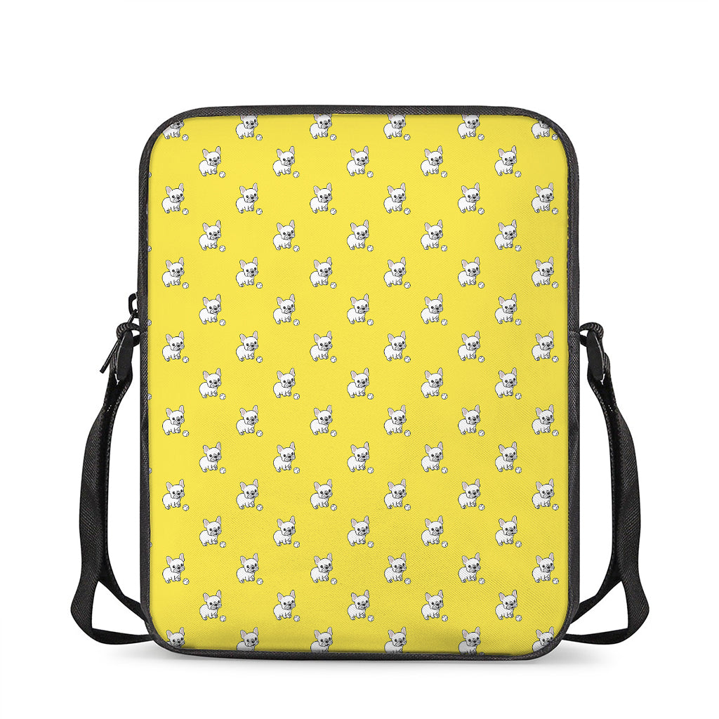 French Bulldog Puppy With Baseball Print Rectangular Crossbody Bag