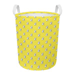 French Bulldog Puppy With Baseball Print Round Laundry Basket