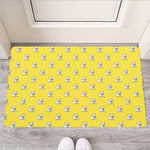 French Bulldog Puppy With Baseball Print Rubber Doormat