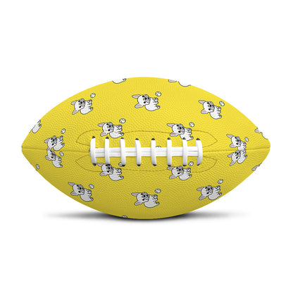 French Bulldog Puppy With Baseball Print Rugby Ball