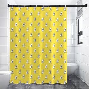 French Bulldog Puppy With Baseball Print Shower Curtain