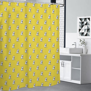 French Bulldog Puppy With Baseball Print Shower Curtain