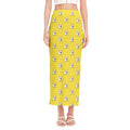French Bulldog Puppy With Baseball Print Side Slit Maxi Skirt