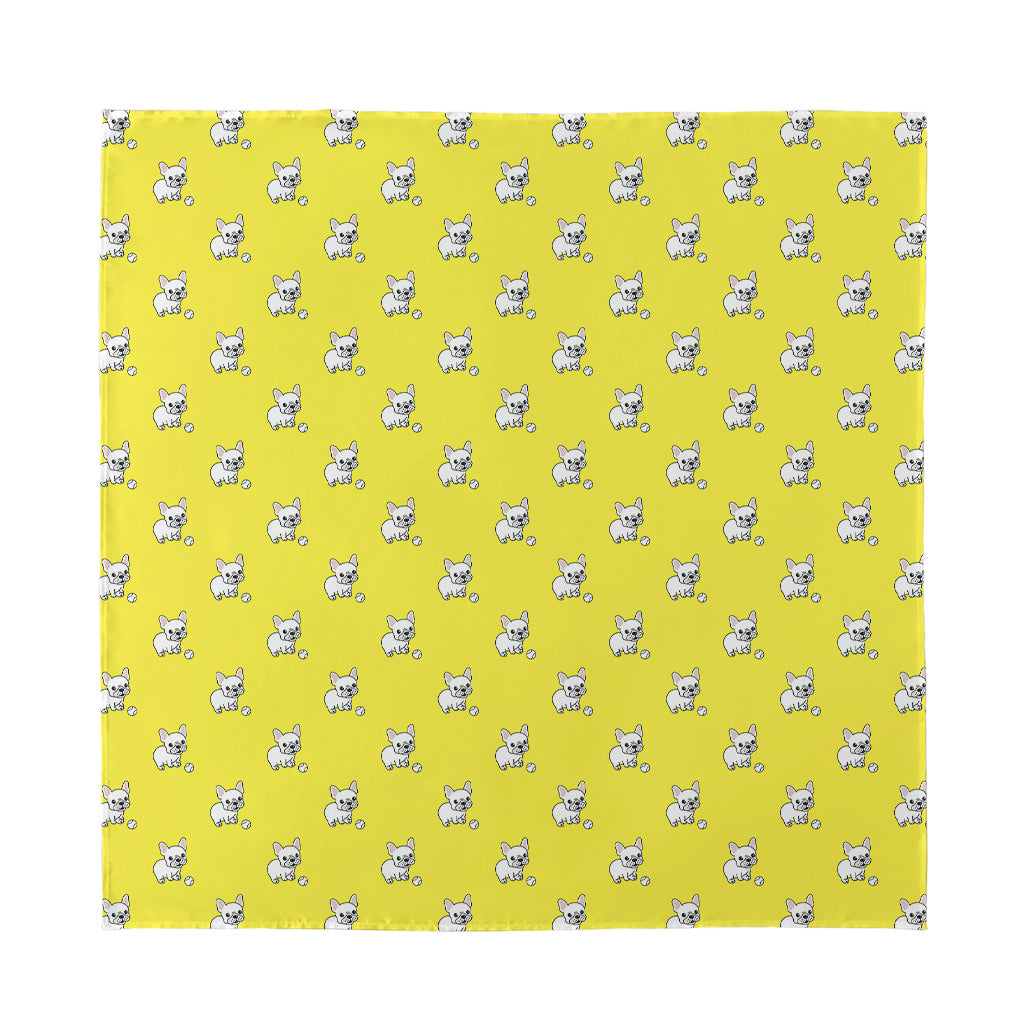 French Bulldog Puppy With Baseball Print Silk Bandana