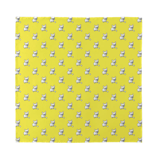 French Bulldog Puppy With Baseball Print Silk Bandana