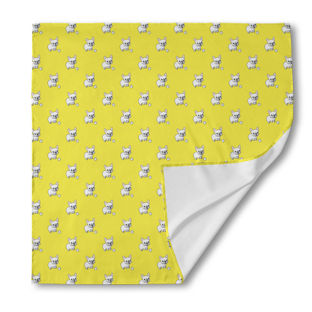 French Bulldog Puppy With Baseball Print Silk Bandana