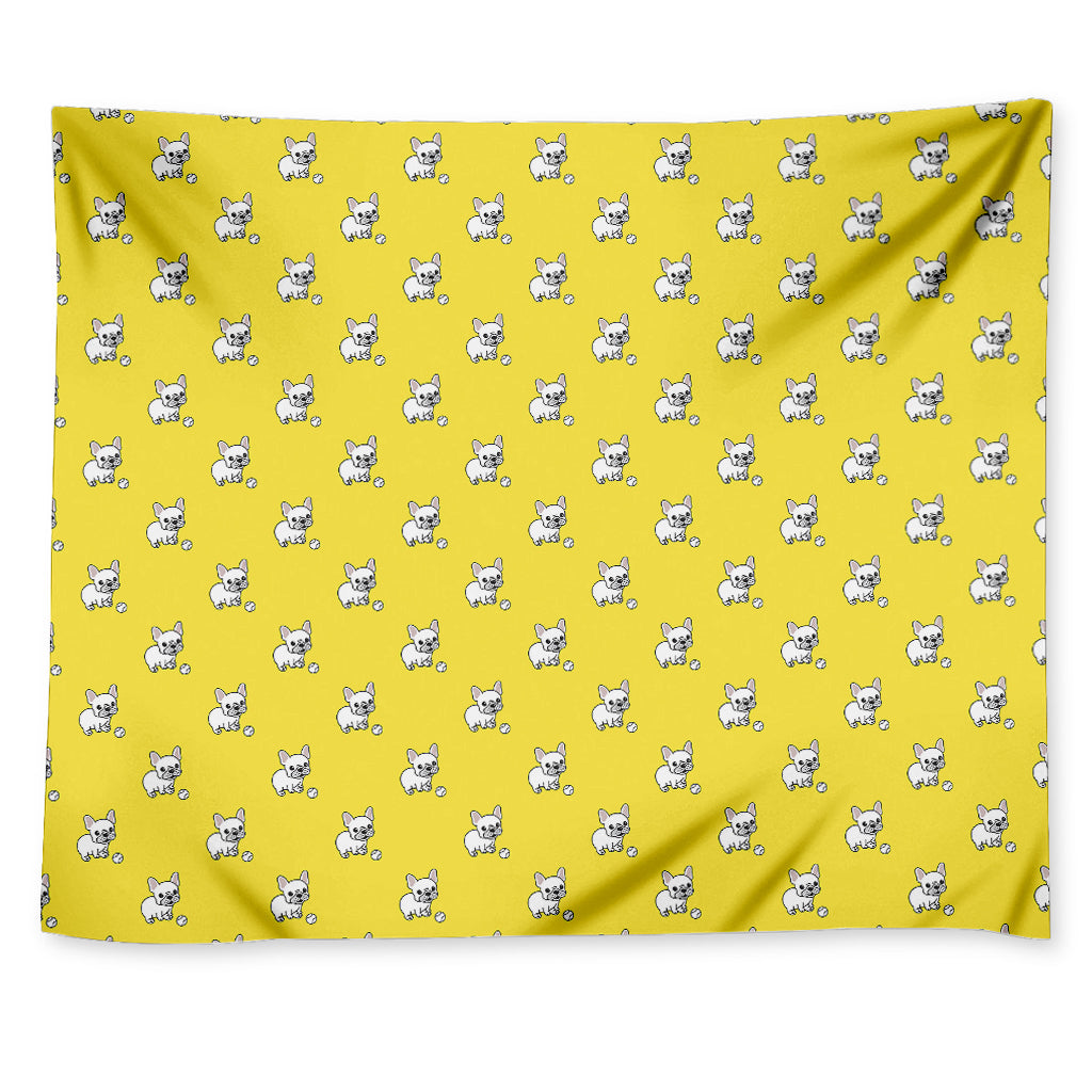 French Bulldog Puppy With Baseball Print Tapestry
