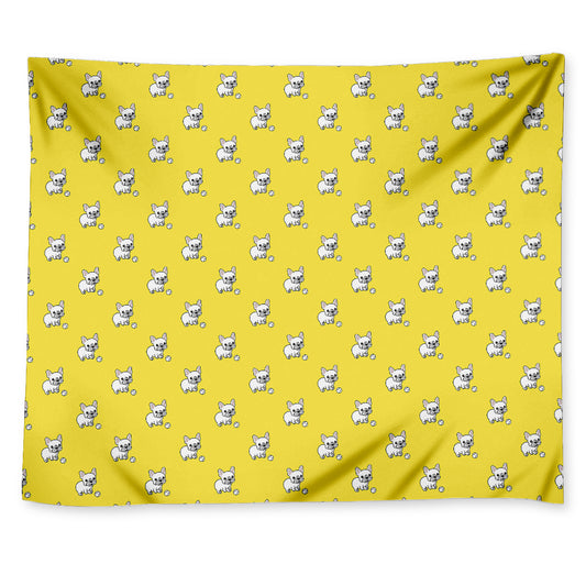 French Bulldog Puppy With Baseball Print Tapestry