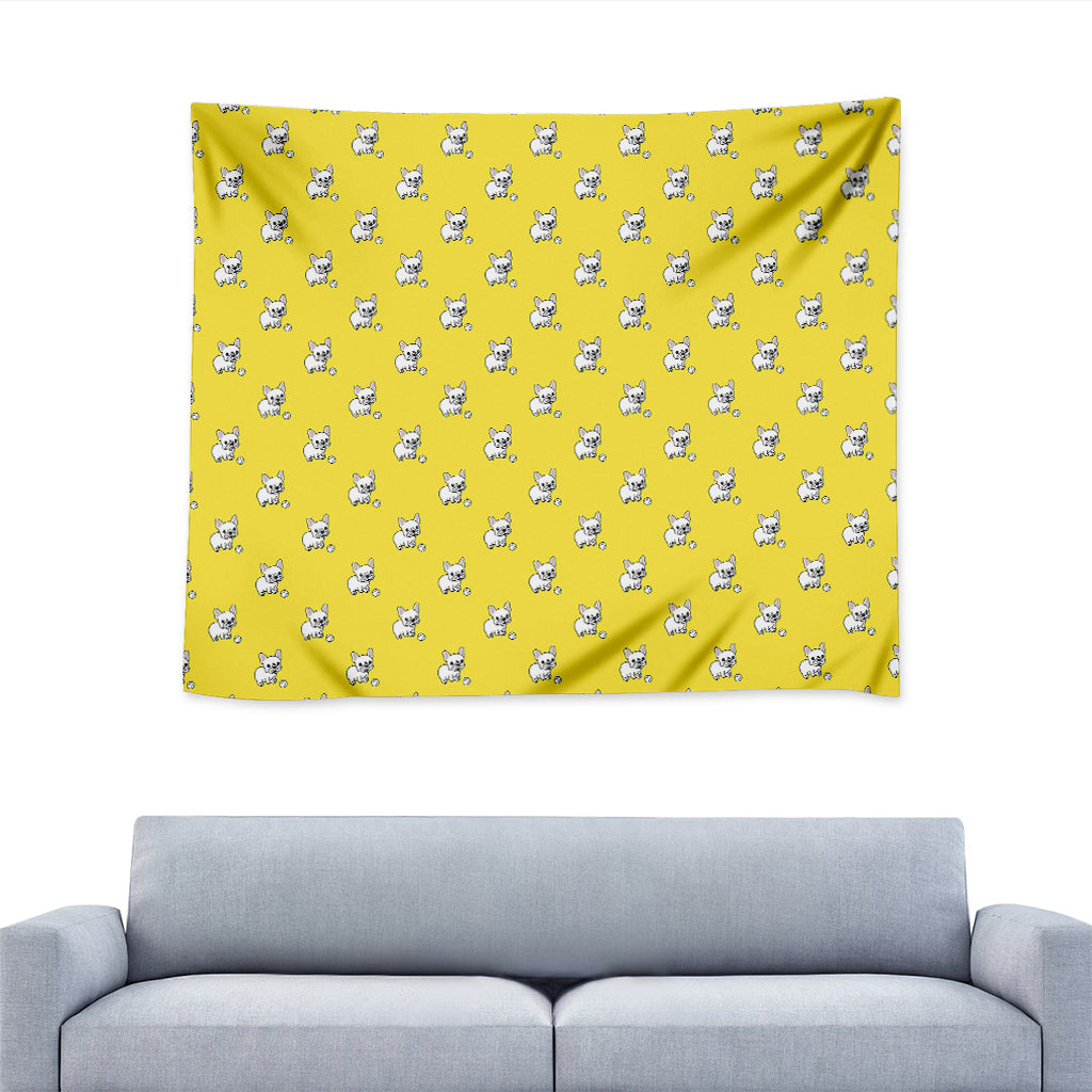 French Bulldog Puppy With Baseball Print Tapestry