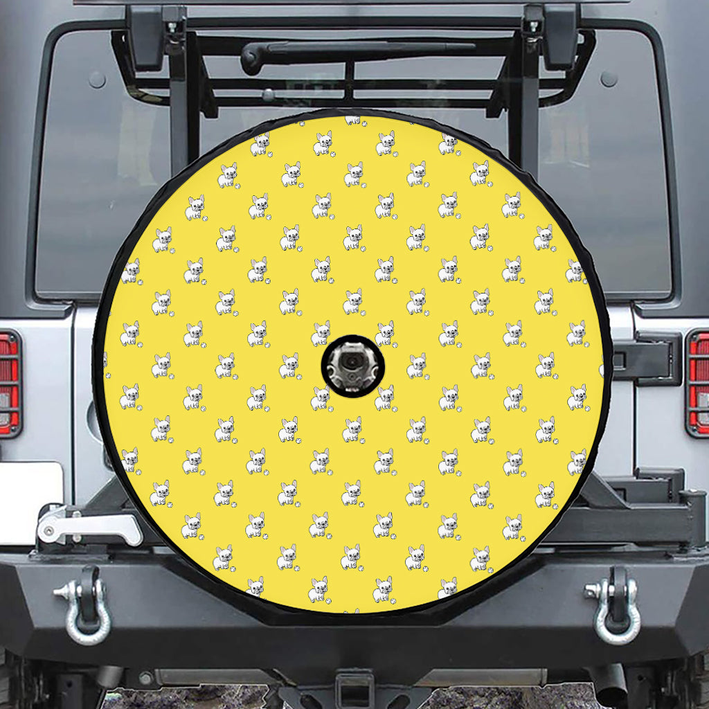 French Bulldog Puppy With Baseball Print Tire Cover With Camera Hole