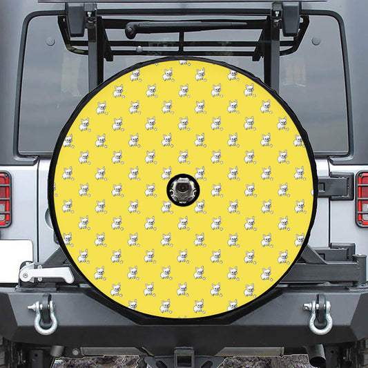 French Bulldog Puppy With Baseball Print Tire Cover With Camera Hole