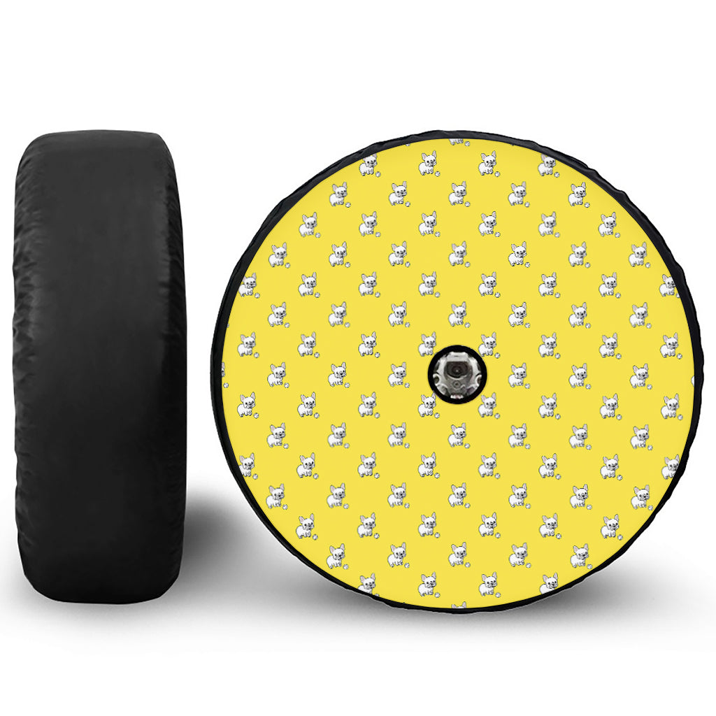 French Bulldog Puppy With Baseball Print Tire Cover With Camera Hole