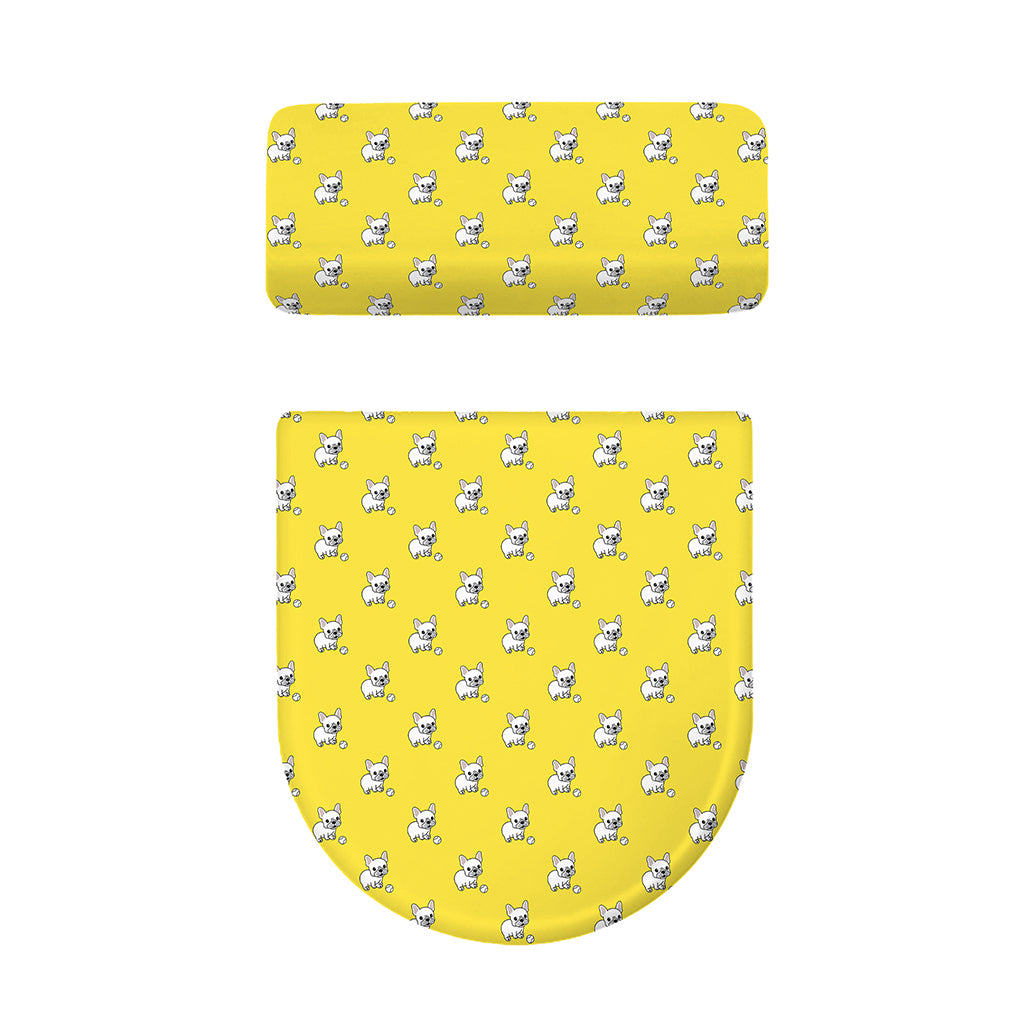 French Bulldog Puppy With Baseball Print Toilet Lid And Tank Cover Set