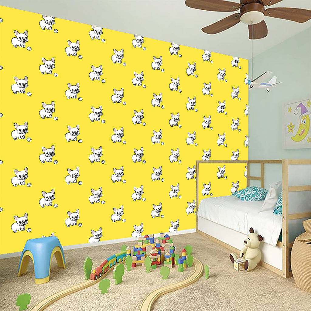 French Bulldog Puppy With Baseball Print Wall Sticker